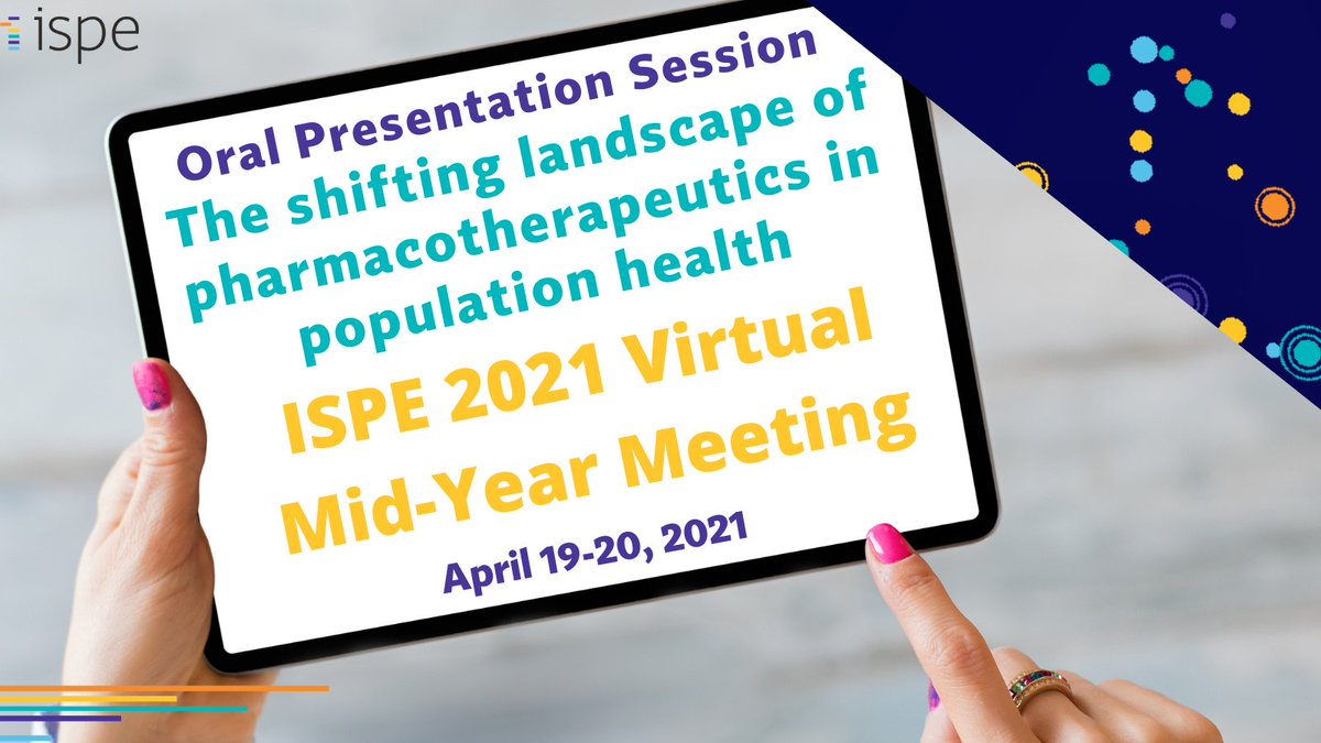 📢 Join #ISPEMY21 for oral presentations on #pharmacotherapeutics in #population health.

🔗 Learn more and register today:  buff.ly/3wP4I8l
#ISPEMY21 #epitwitter #pharmaepi