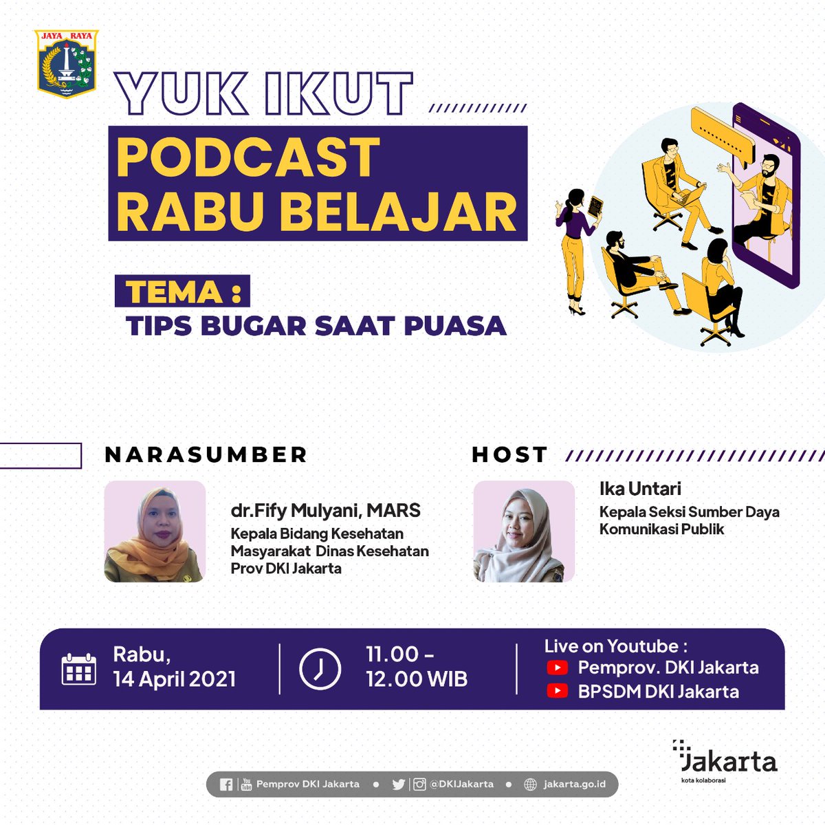 DKIJakarta's tweet photo. Ramadan kali ini adalah kali kedua kita menjalaninya di tengah pandemi COVID-19.
Ramadan tetap bisa dilalui dengan hikmat dan produktif kok, simak tips-tips sehat dan bugar yang akan dibahas di Rabu Belajar minggu ini.
#rabubelajar #bpsdmdki #jppc #jktppc #sehatbarengjakarta https://t.co/T7hXqfQmEB