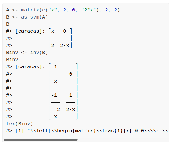 mikldk's tweet photo. Computer Algebra Systems in R with caracas - preprint on arXiv https://t.co/QilnZ4LhI4 -- see also https://t.co/ZeyGY0sxPi . Joint work with @SorenHojsgaard #Rstats #CAS #caracas #computeralgebra https://t.co/rv4Eb9Skr3