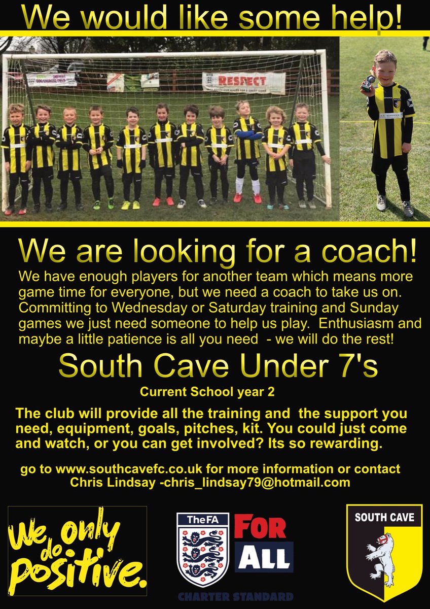 We are looking to start a second U7 team to give more children the opportunity to play the beautiful game.

To do this we need some willing volunteers to help coach and take the team forward. 

Please get in touch for further details