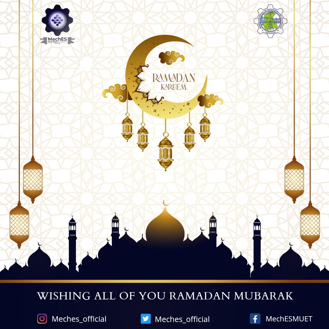 mechES_Official's tweet photo. As the crescent moon glimpsed, the month of prodigious eminence Ramadan came across!

This month not only washes away all your sins with waves of repentance but makes the bond between Allah Rabbul Izzat and His creation stronger. 
Ramadan2021 #RamadanKareem
#TeamMechES  
 #MUET https://t.co/UyVfHr9QNs