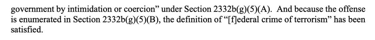 USG: Kenneth Harrelson is wrong to argue that there's a presumption of detention only if this is terrorism. But anyway it was terrorism.