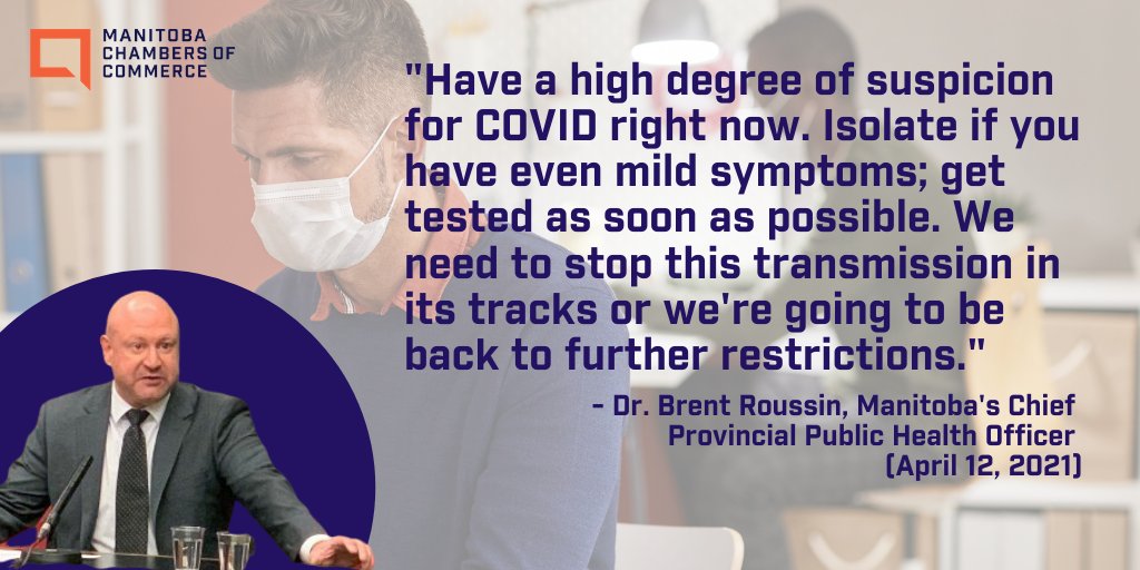 mbchambersofcom's tweet image. REMEMBER: #FocusOnTheFundamentals! MB&apos;s chief public health officer @roussin_brent suggested yesterday that outdoor masking/smaller gathering sizes could be on the way. The B.1.1.7 coronavirus variant is taking hold in MB; expect new restrictions to be announced later this wk.