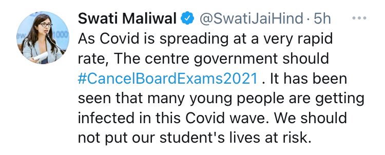 ManjotSinghKh13's tweet photo. #cancelboardexams2021.  Thanks 🙏 for supporting us @SwatiJaiHind https://t.co/IJx8pmLT8e