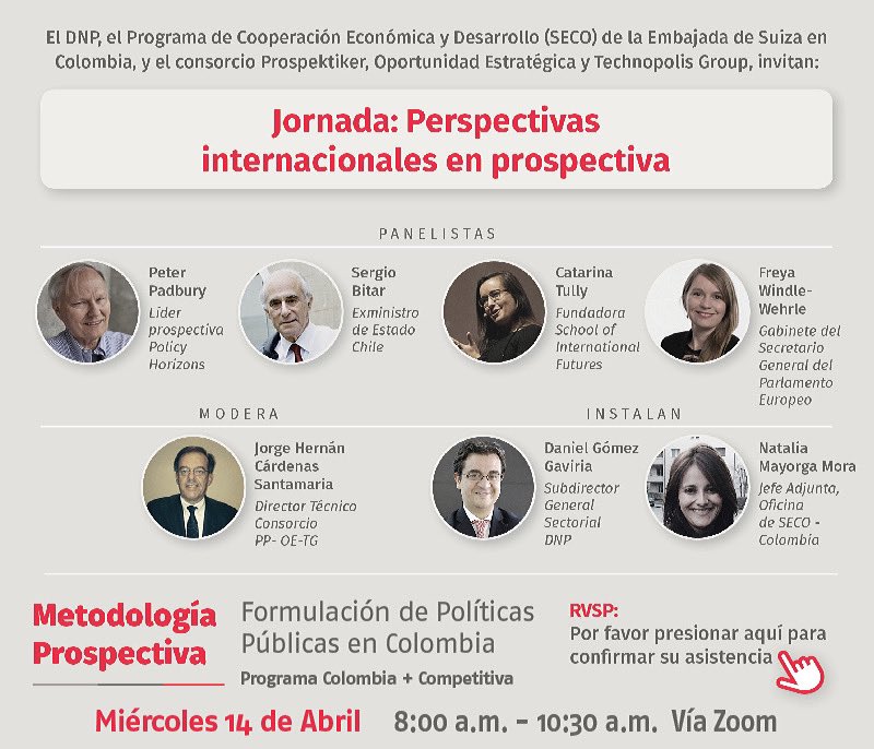 Daniel Gómez Gaviria (@dgomezco) on Twitter photo Las metodologías de prospectiva! Una agenda liderada desde <a href="/DNP_Colombia/">dnp_colombia</a> para seguir modernizando la formulación de políticas y los procesos de planeación. Las metodologías de prospectiva! Una agenda liderada desde <a href="/DNP_Colombia/">dnp_colombia</a> para seguir modernizando la formulación de políticas y los procesos de planeación.