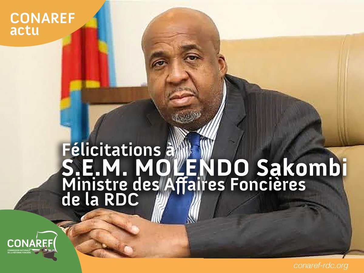 conaref-rdc.org (@conaref_rdc) on Twitter photo La Comission Nationale de la Reforme Foncière (CONAREF), présente ses sincères felicitations à S.E.M. <a href="/molendosakombi/">SAKOMBI MOLENDO aimé</a> qui a été reconduit comme Ministre aux Affaires Foncières.
Courage!!
Allons plus loin!!!
#MAF #CONAREF La Comission Nationale de la Reforme Foncière (CONAREF), présente ses sincères felicitations à S.E.M. <a href="/molendosakombi/">SAKOMBI MOLENDO aimé</a> qui a été reconduit comme Ministre aux Affaires Foncières.
Courage!!
Allons plus loin!!!
#MAF #CONAREF