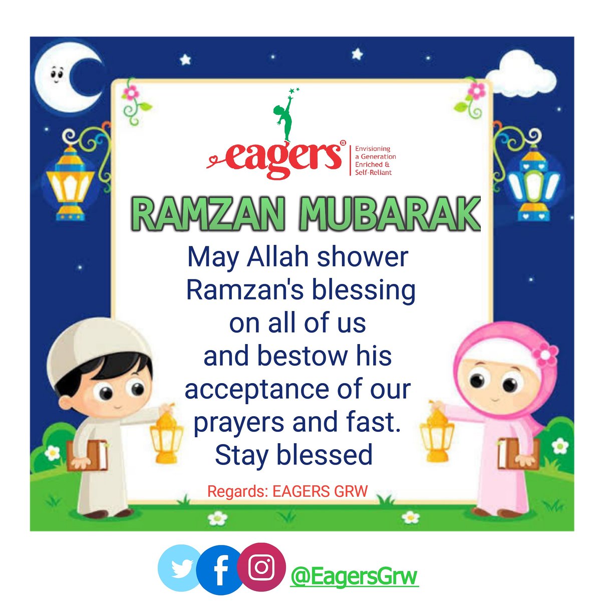 EagersGrw's tweet photo. Ramdan Mubarak to all of you!! ❤️
May Allah shower Ramdan's blessing on all of us and bestow his acceptance of our prayers and fast.
#eagersGrw #RamadanKareem https://t.co/dojneIiVUu