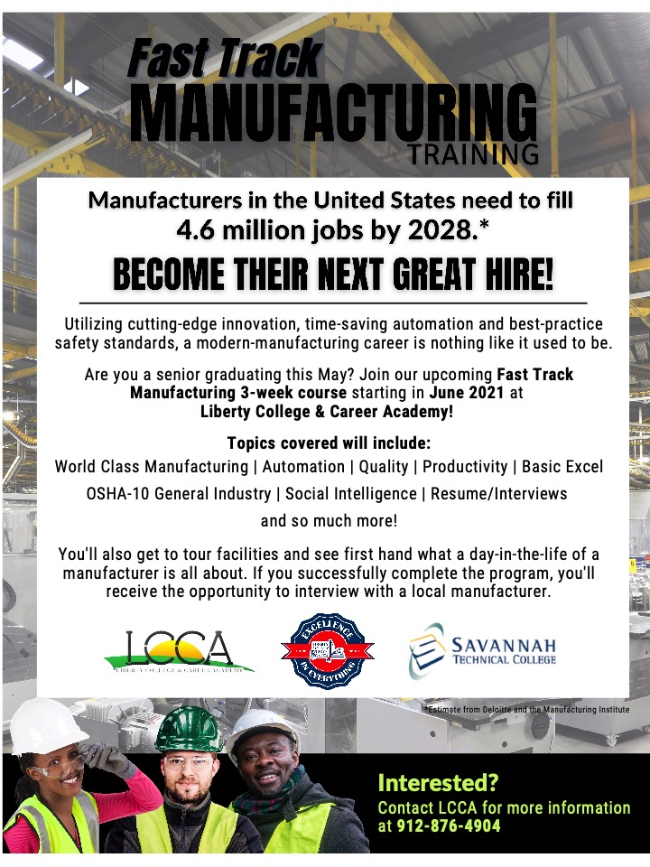 Not sure what to do after graduation? Want a high skill, high wage job with career potential? LCCA &amp; Sav Tech are excited to offer a fast track manufacturing program this June for new graduates. Students: Click &amp; complete the form to receive more info! forms.gle/caN9Xk15J9qgT9…