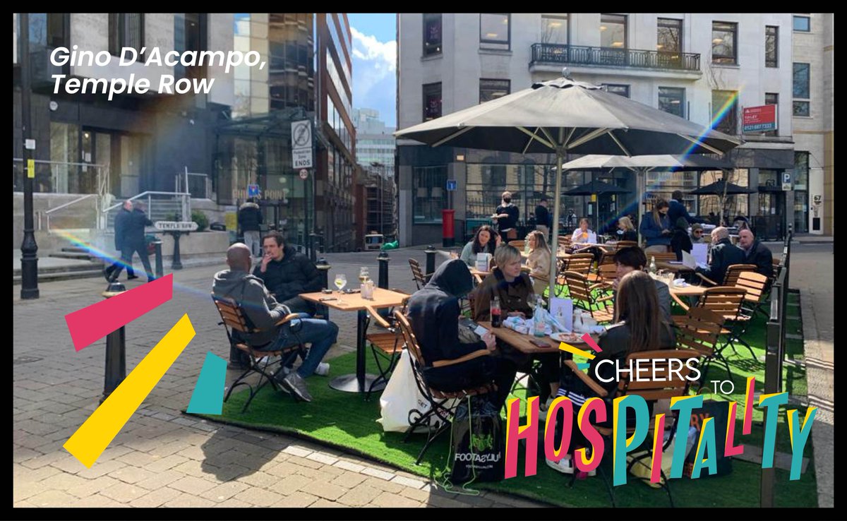 CentralBIDBham's tweet photo. We’re saying a big cheers to the brilliant Birmingham hospitality venues reopening this week with new pavement cafes and outdoor spaces to enjoy the spring sunshine. 
Book a table, enjoy some great food and drink. #CheerstoHospitality https://t.co/rJDp4VBfCb