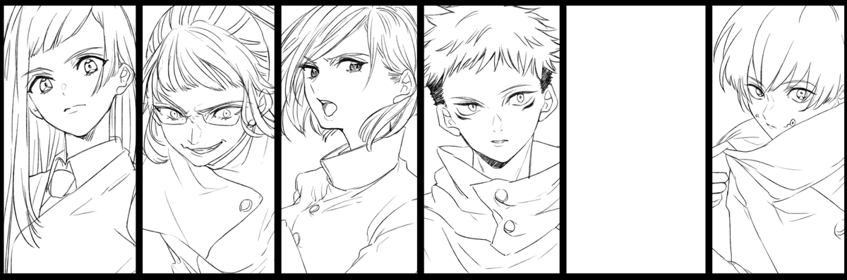 じゅじゅ見てた時に気になってた子を順番に落書きしてたんだけど、途中放置してしまったやつ 
