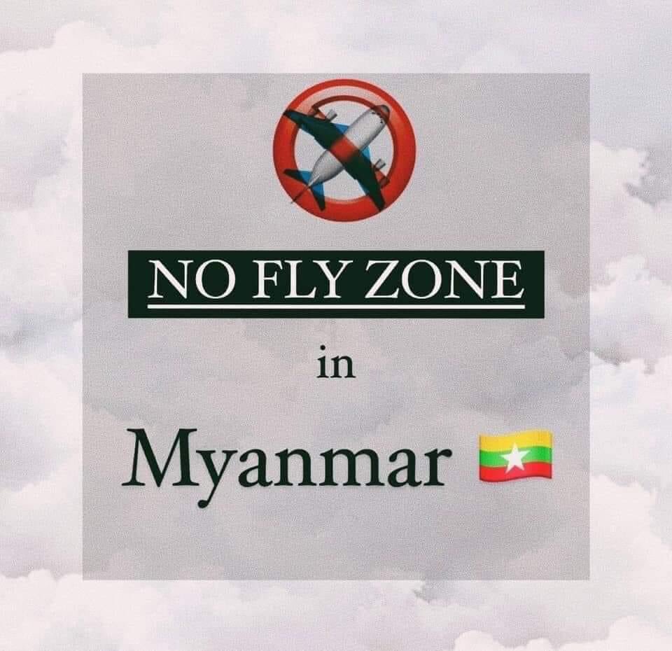 ChitPhue8's tweet photo. Myanmar military terrorists have been killing and displacing thousands of civillians by indiscriminate airstrike for several days by now. We urge @UN for the  establishment of #NoFlyZoneInMyanmar .
NO FLY ZONE
JUNTA MASSACRE
#Apr13Coup #WhatsHappeningInMyanmar
#MilkTeaAlliance https://t.co/QqPkWfPOnS