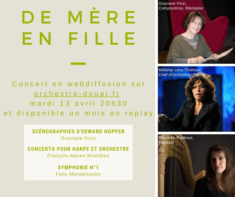 Levy-Thiébaut Mélanie (@levythiebaut) on Twitter photo Ce soir Mardi 13 Avril 20h30 et pour 1 mois 
"De mère en fille" Concert avec l'Orchestre de Douai
orchestre-douai.fr/produit/de-mer… Ce soir Mardi 13 Avril 20h30 et pour 1 mois 
"De mère en fille" Concert avec l'Orchestre de Douai
orchestre-douai.fr/produit/de-mer…