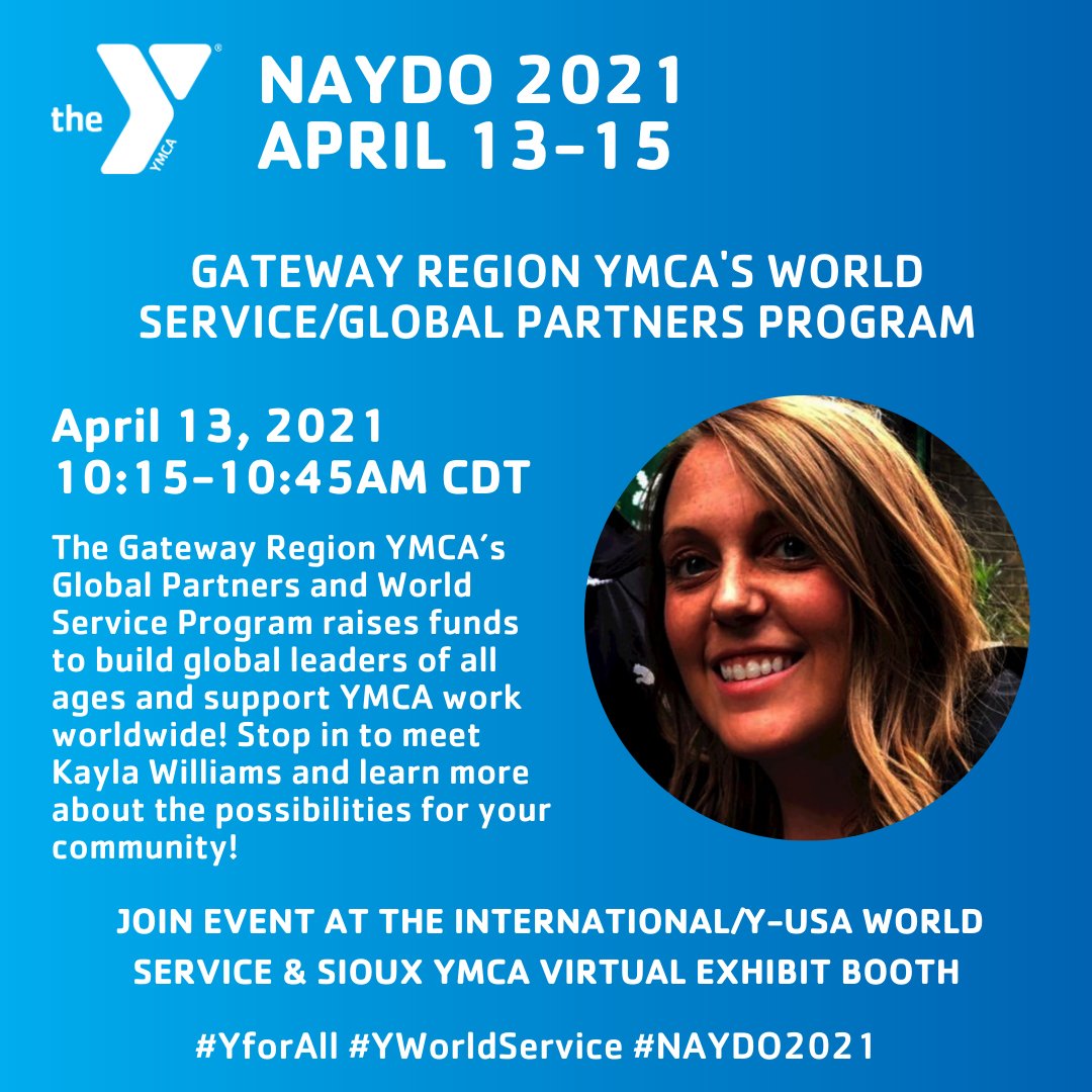 GlobalYMCA's tweet photo. Did you the @gwrymca partners with YMCAs in Belize
Brazil, Chile, Colombia, South Africa & Ukraine?
Visit the International/Y-USA World Service & Sioux YMCA virtual exhibit booth from 10:15am-10:45pm CDT to learn more!
#NAYDO @YMCA_NAYDO #NAYDO2021 #YWorldService #YforAll #YMCA https://t.co/E98d4FmZ2P