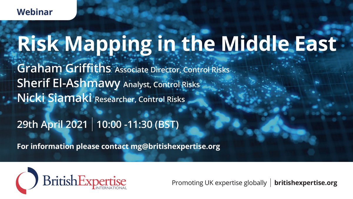 British Expertise (@britexpertise) on Twitter photo On 29th April <a href="/Control_Risks/">Control Risks</a> will provide an analysis of major trends shaping the risk environment for businesses and how these trends will unfold in the #MiddleEast and #NorthAfrican region.
Register: britishexpertise.org/product/risk-m… On 29th April <a href="/Control_Risks/">Control Risks</a> will provide an analysis of major trends shaping the risk environment for businesses and how these trends will unfold in the #MiddleEast and #NorthAfrican region.
Register: britishexpertise.org/product/risk-m…