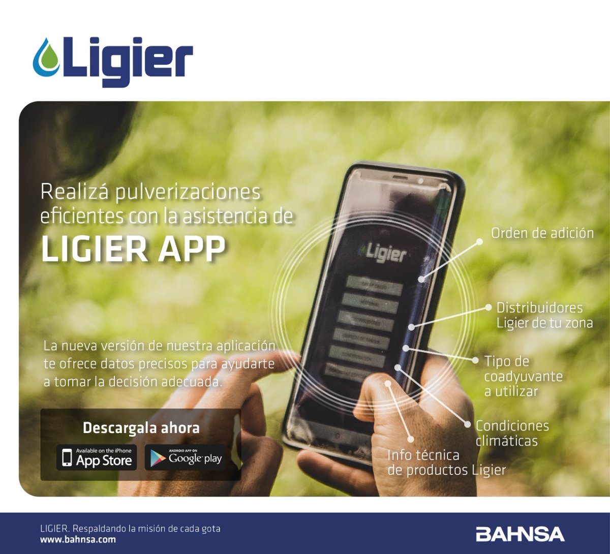 LigierAgro's tweet photo. Descargá 📲 #LigierApp y sumá una herramienta indispensable para lograr #AplicacionesEficientes
🚜💦🌱✅

Google Play Store 👇https://t.co/hNLC4yVcRQ
Apple Store  👇https://t.co/bqPGDHDwLO https://t.co/r7LGNeq3wf