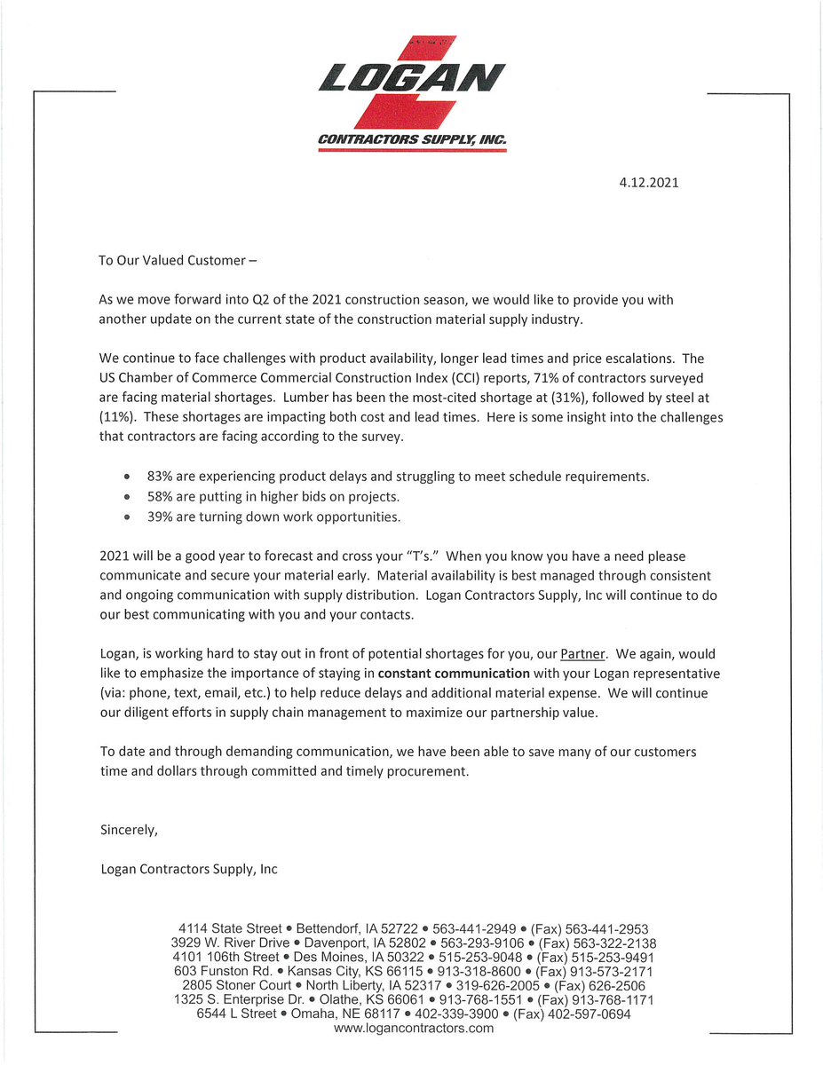 To our valued customer...an update.