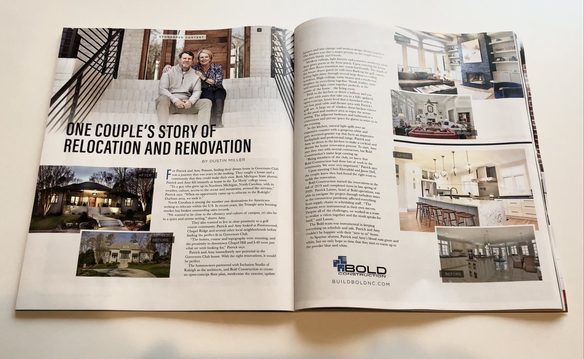 The April issue of Chapel Hill Magazine features a great story of a BOLD renovation client! Check out this link to read the full story: ow.ly/h6cj50Enyo6