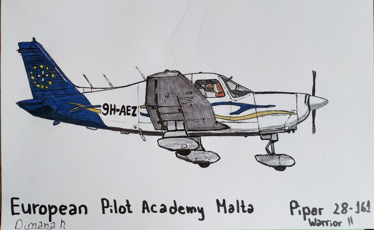 AircraftBy's tweet image. Drawing Piper 28-161 Warrior II of European Pilot Academy #Malta 🛩️🇪🇺
#pilotacademy #piper #piperplane #pilotacademymalta #plane #learningplane #fying #pilots #forfuturepilots #futurepilots