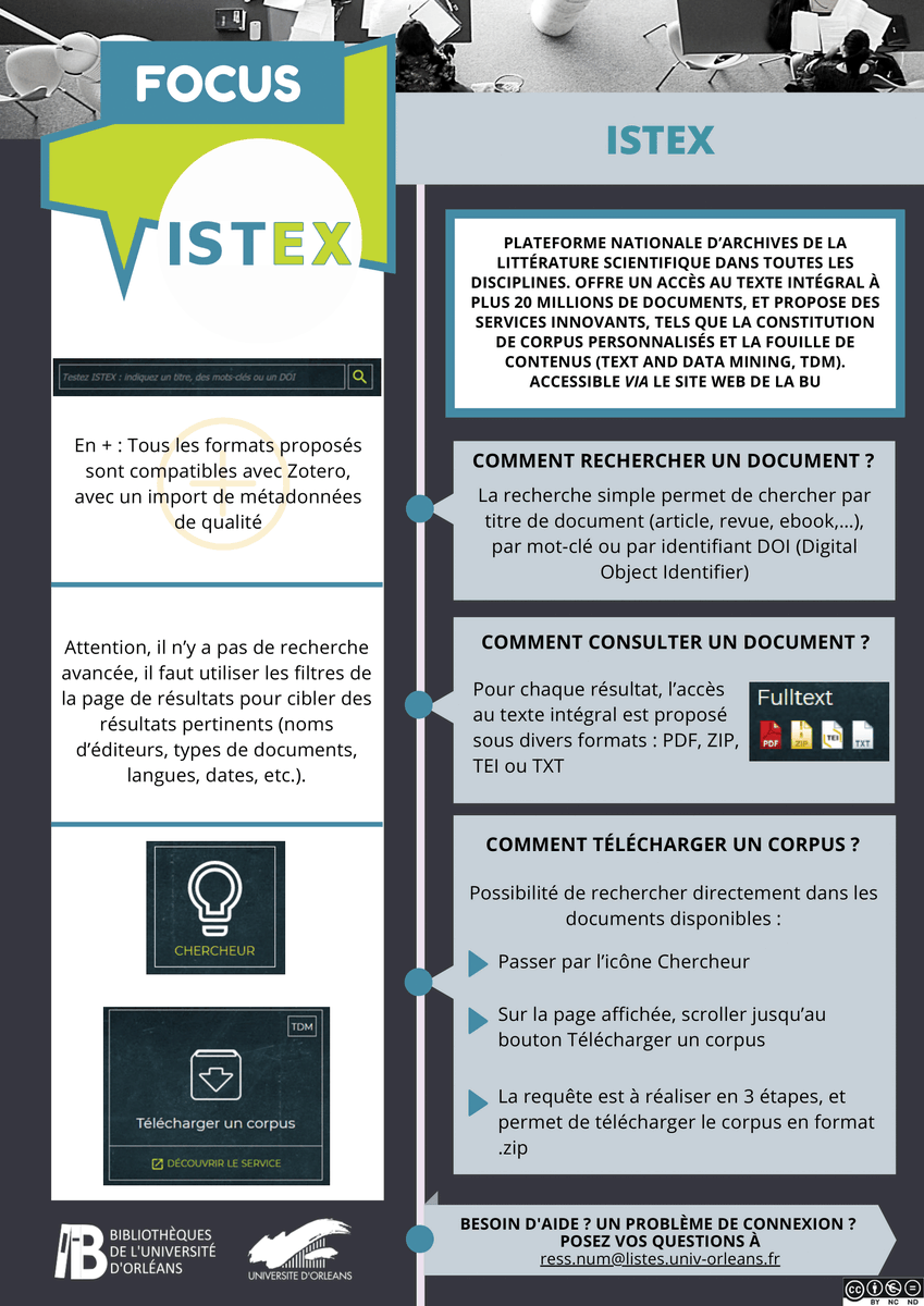 Univ_Orleans's tweet photo. [Focus Ressources ℹ️]

Découvrez la notice de ISTEX, une ressource que vous pouvez retrouver sur le site de la BU ➡ https://t.co/jI8D1odOVr

La plateforme, gérée par l'@INIST_CNRS, vous offre un accès au texte intégral de plus de 20 millions de documents scientifiques.

#basebib https://t.co/ntV79Ej0n8