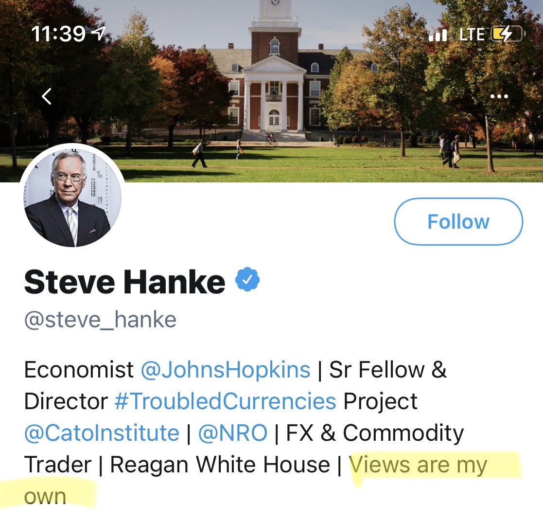 nick4land's tweet photo. @steve_hanke Use your inside voice. No one agrees and no one wants to hear your view. https://t.co/qNdZkaHJBv