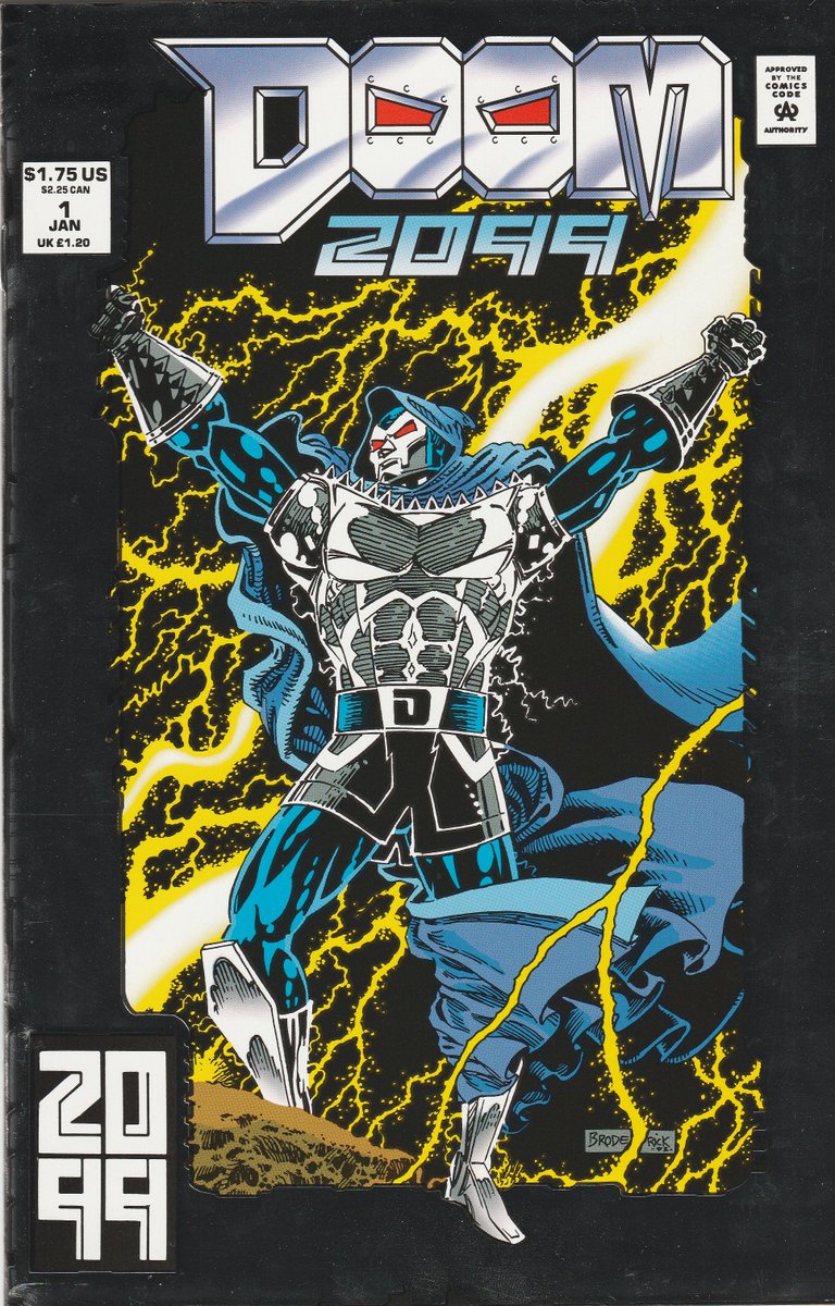 TheBackCover1's tweet photo. Doom 2099 #1 January 1993. Published by #marvelcomics . 1st appearance Doom 2099. Silver foil cover. #comics #drdoom #MCU #MarvelStudios #FF4 https://t.co/llj0O5D9Bg