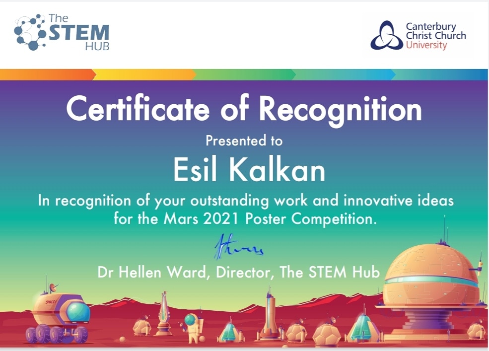 Entrepr43319272's tweet photo. Yine gözümüz yükseklerde 🇹🇷
@STEMHUB_SE, @STEMAmbassadors ve @CanterburyCCUni işbirliğinde yapılan Mars Poster Yarışmasına katılarak ülkemizi temsil ettim. https://t.co/Rd3aqqBL97