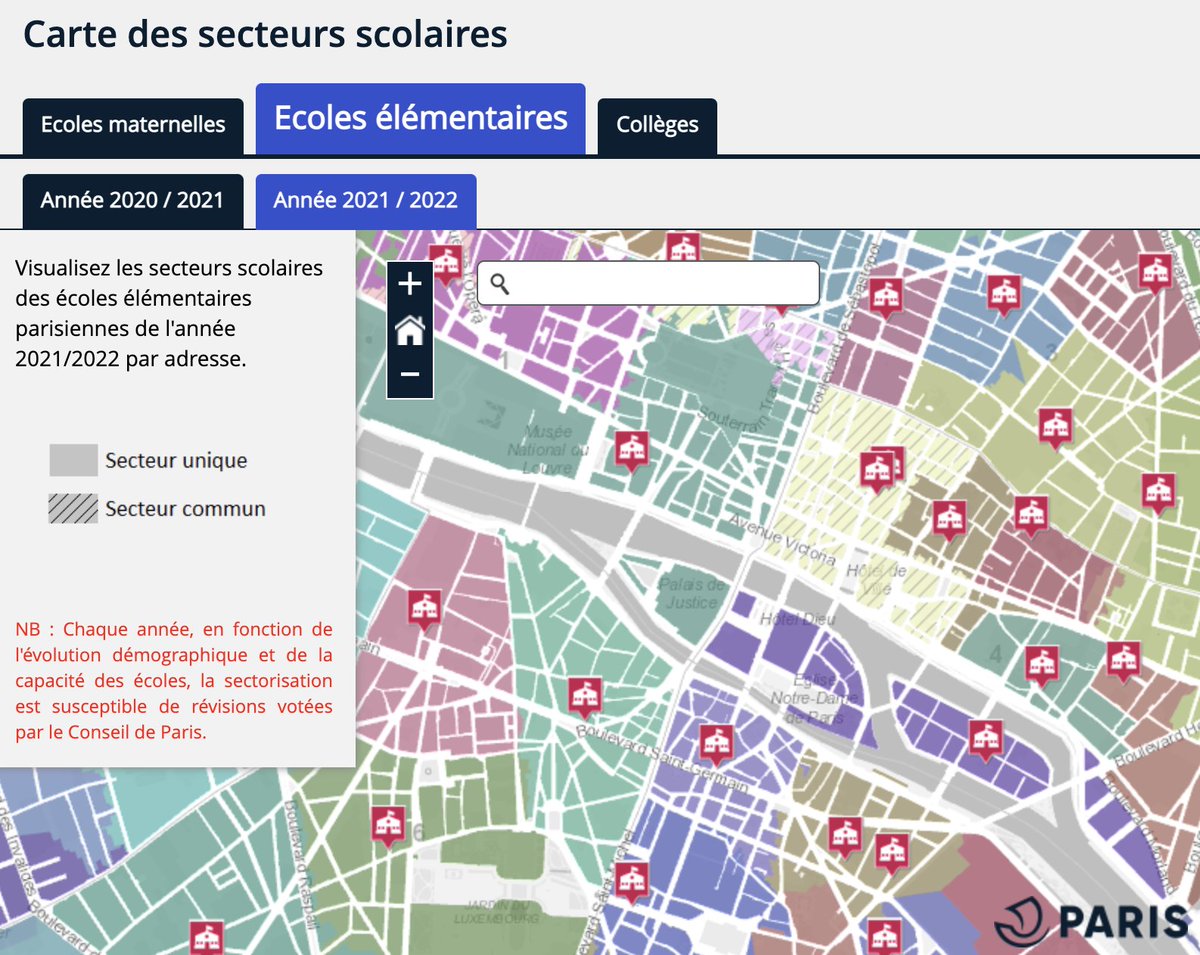 Les Etablissements et les secteurs scolaires 2021-2022 sont disponible sur PARIS DATA #OpenData Merci à la DASCO et à la DSIN pour ce travail :-) #ecoles #college  #numerique parisdata.opendatasoft.com/explore/?disju…