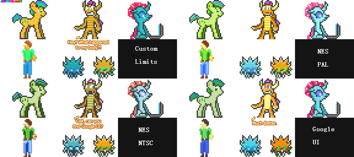 DerektheBrony's tweet photo. #pixelart #pixeldoodle #paletteswap #nes #googleui #16bit #smolder #ocellus #mlpfim This is Fun to do. https://t.co/FoHoArDYCV