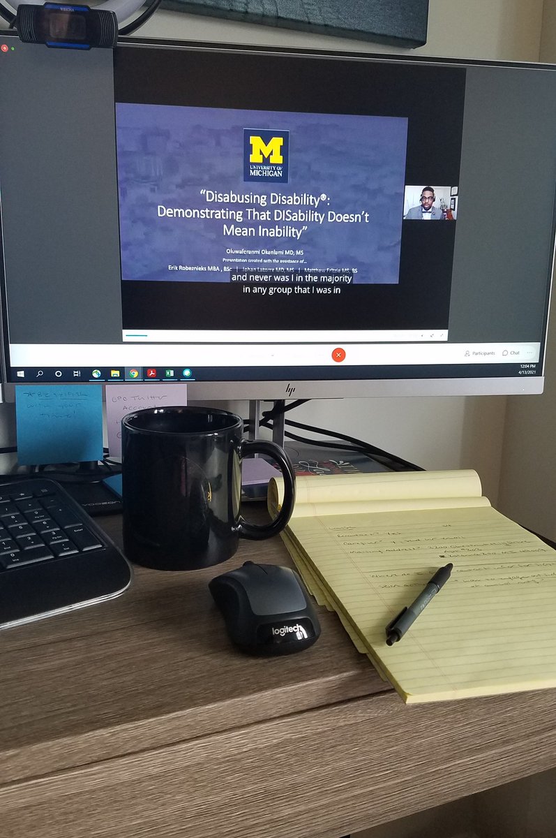 DrClaireC's tweet image. Well, it's not my usual setup for a @BehavioralMed keynote, but I'm still really excited for today's #SBM2021 by @Okanlami on #DisabusingDisability! I'll share some takeaways throughout.