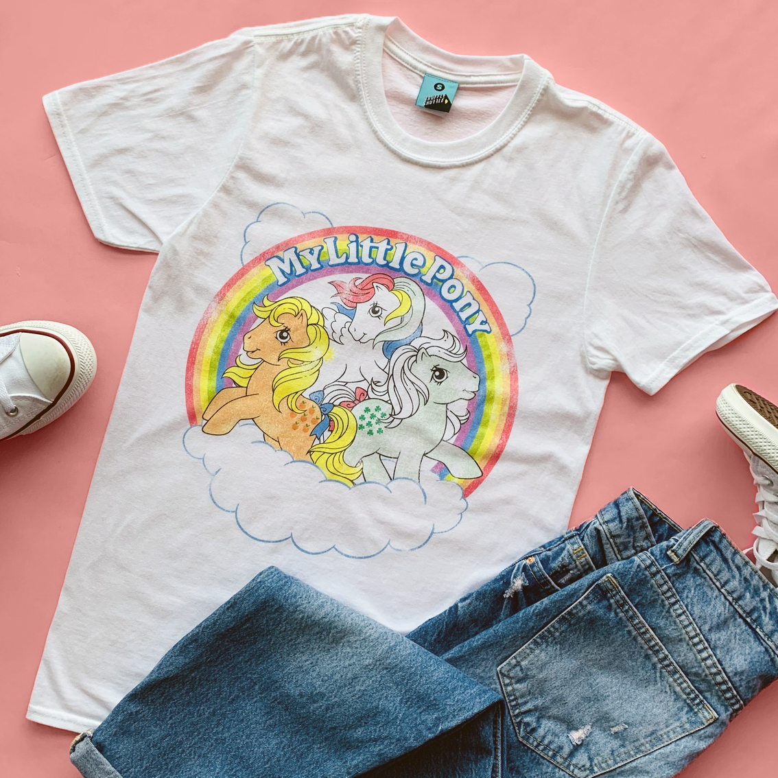 truffleshuffle_'s tweet photo. We still love our ponies as much as we did as kids 💕
We have some awesome, retro tees and keep an eye out for a super-exciting Wild Bangarang x My Little Pony collection launch later this month too! https://t.co/KndJizaPxw
#mylittlepony #mlp #wildbangarang #mylittleponymerch https://t.co/21QR2lb7oj