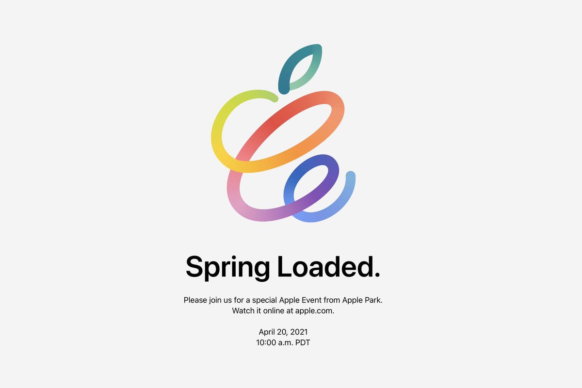 verge's tweet image. Apple officially announces Spring Loaded event for April 20th theverge.com/2021/4/13/2231…