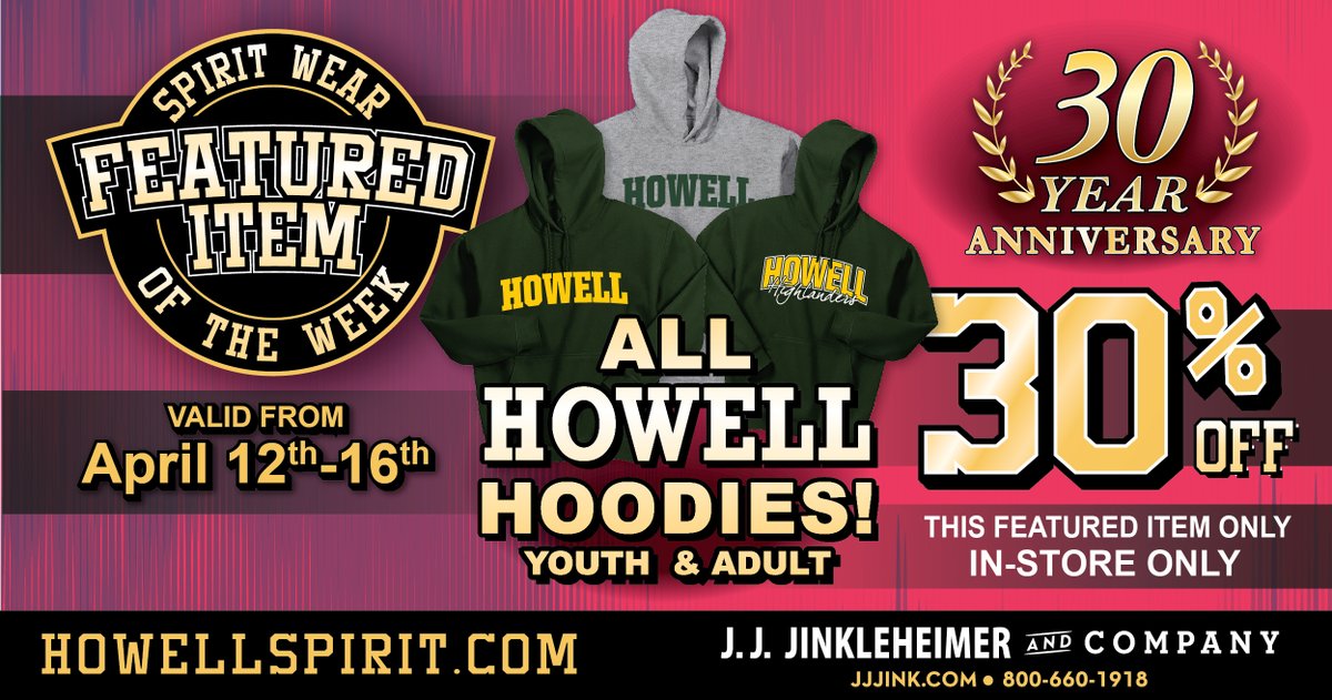 It's our 30 year anniversary!
In honor of that - We're featuring showroom items weekly that will be on sale. 
🚨30% Off All In-Stock Hoodies!🚨
Better hurry - Stock is Limited!
 *in-store purchase only*
☎517.546.4345
📧info@jjjink.com
#30year #anniversary #howell #sale