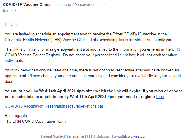 soohon's tweet photo. #UHN @UHN I received an e-mail that invited me to sign up for a vaccine but it was under a different name. After clicking into the portal it says I'm banned from accessing the site with a rude message. Seems like others been having the same problem 
@VaxHuntersCan https://t.co/ca5dUrxO0M