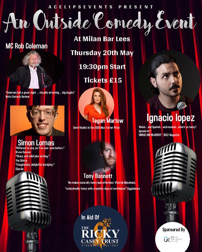 Fancy a laugh and pint? limited tickets left for these #comedy nights here at @leescomedyclub supporting @rickycaseytrust in May. Starting with @steveroylecomic on Monday 17th May #lees #OldhamHour