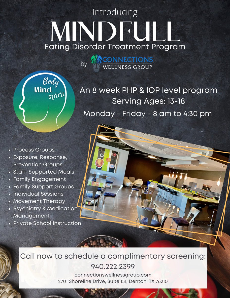 We are excited to announce the launch of our newest line of service! Our MindFULL Eating Disorder Treatment Program will be open for adolescents aged 13-18 on Monday, April 19th! #StayConnected #NutritionalWellness #MentalWellness #EatingDisorderRecovery