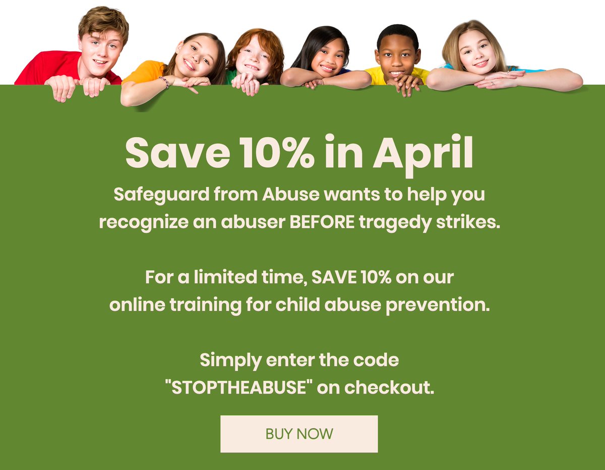 SafefromAbuse's tweet image. For a limited time, SAVE 10% on our online training for child abuse prevention.

safeguardfromabuse.com/packages-and-p…