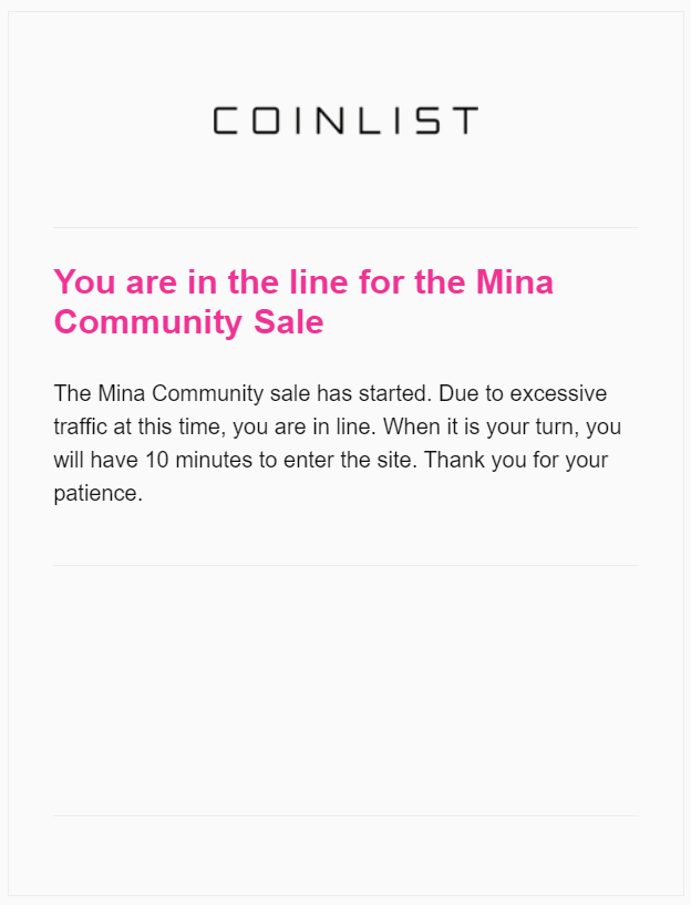 frasem30's tweet photo. @CoinList been sitting on this screen for hours, no update on where I am in line. Any help on it? It seems like it's a different screen from what other users are seeing. Thank you. https://t.co/aDE9E6jpES