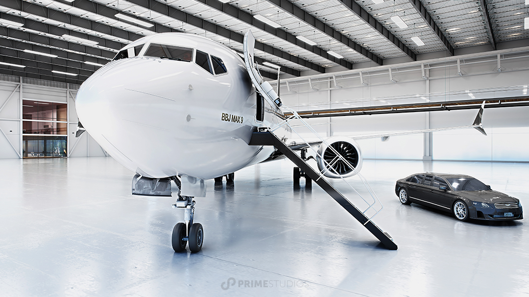 PrimeStudiosVFX's tweet photo. A very stylish BBJ MAX9 in a hangar. We are proud to have been supporting the @Boeing Business Jets brand over the years, developing 3D images and animations.

Please visit us at https://t.co/GH3msDfBde for the full case study.

#boeing #businessjet #3dvisualization #rendering3d https://t.co/NPDDD2P4nW