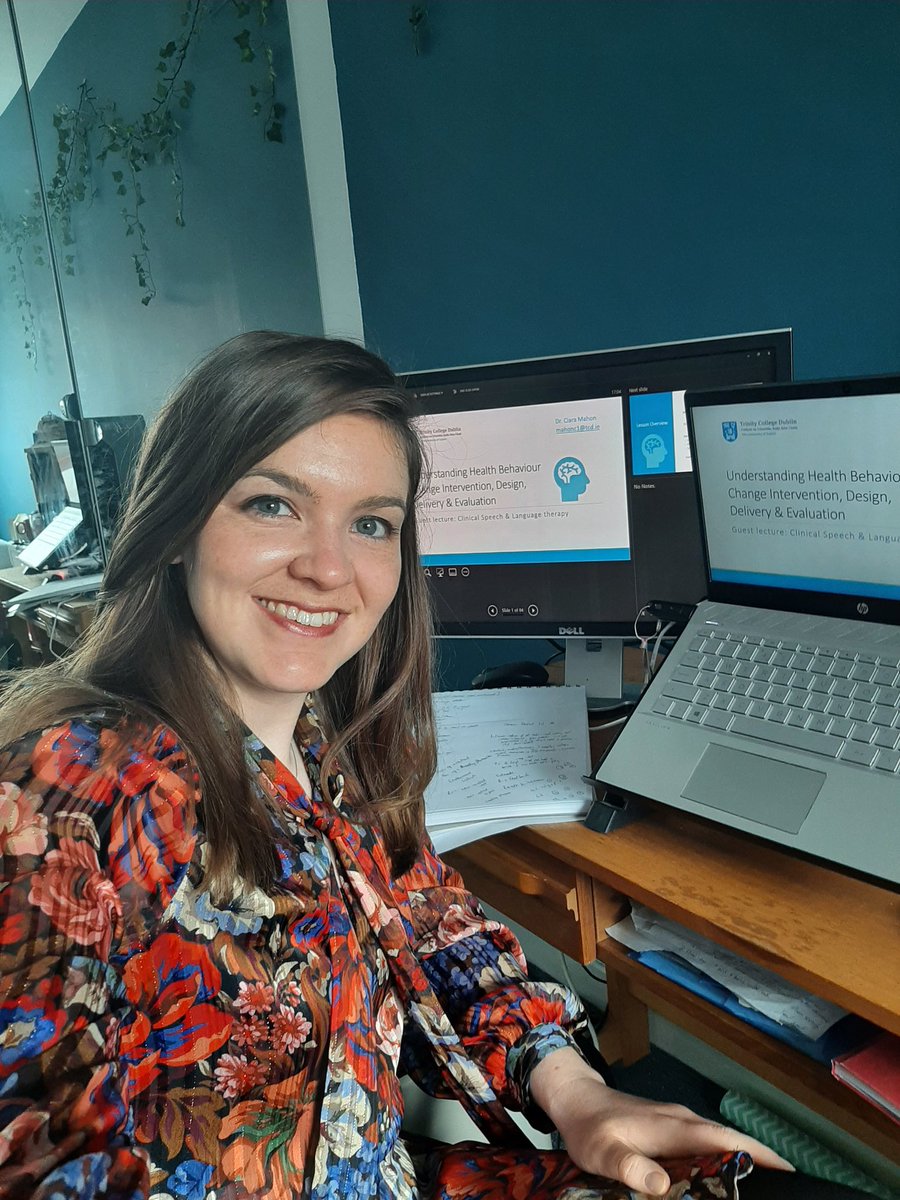 CiaraMahon8's tweet image. Grateful to be invited to deliver a guest lecture to #SLT postgrads @ClinSpeechTCD on designing &amp;amp; implementing health behaviour change interventions #BehaviourChangeWheel #HealthBehaviour #SLTs