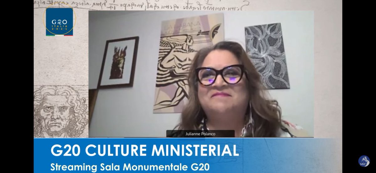 'Culture delivers people to the climate change conversation in active & inclusive ways' -Juli Polanco ( @polancojulianne),  @calshpo director and  #ClimateHeritage Co-Chair, kicking off today's  #G20Culture discussion on the capacity of cultural heritage to support green transitions.