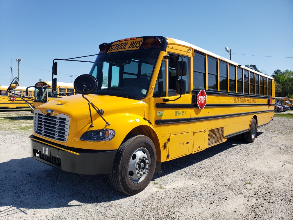 EducationSC's tweet photo. Superintendent @Molly_Spearman joined Governor @henrymcmaster &amp; @scdoi's Ray Farmer to announce $23.7 million in VW settlement funds will be used to purchase 235 propane powered school buses! With these new buses, the average age of our route fleet will be less than 5 years old. https://t.co/cn0RoBPvFC