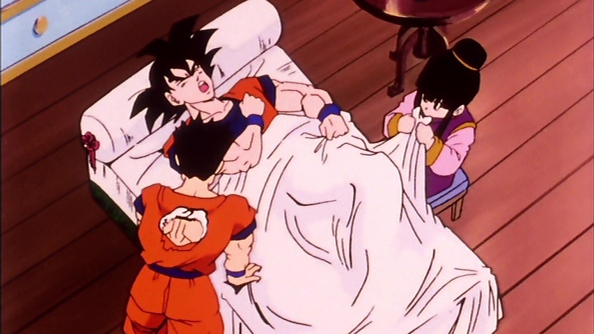 All it took was sitting next to her dying husband.Also Yamcha's there....
