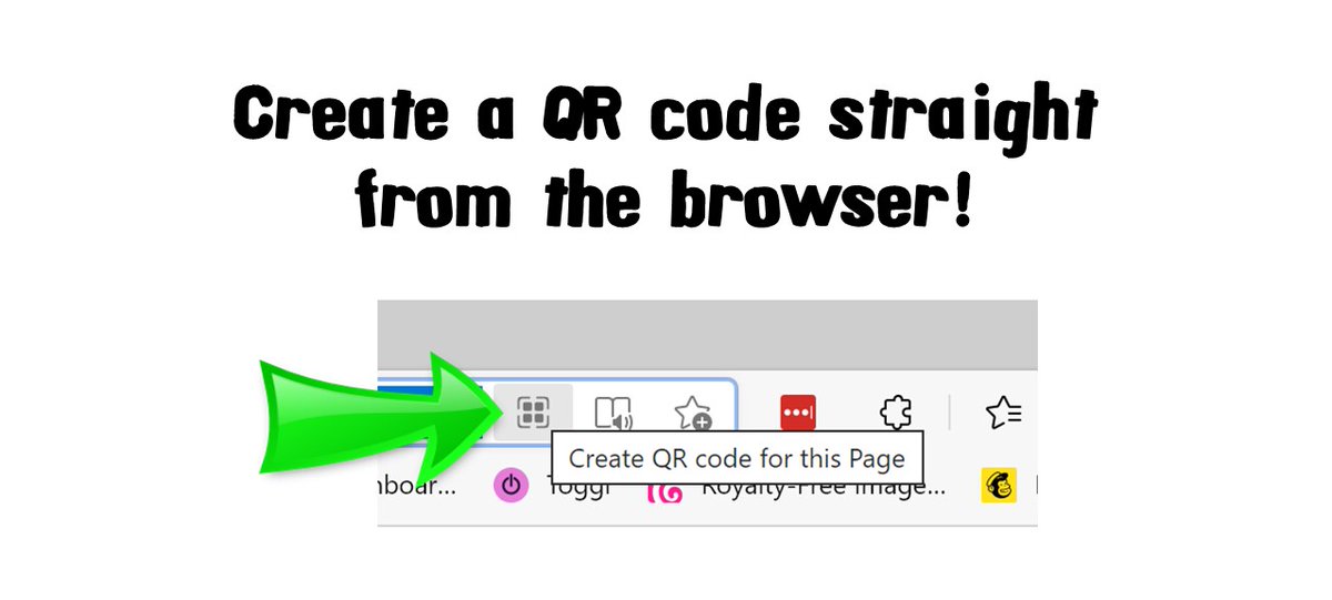 Did you know that you can make a QR code for a webpage straight from @MicrosoftEdge browser without installing a special add in? Check your address bar for this button! #EdgeEdu