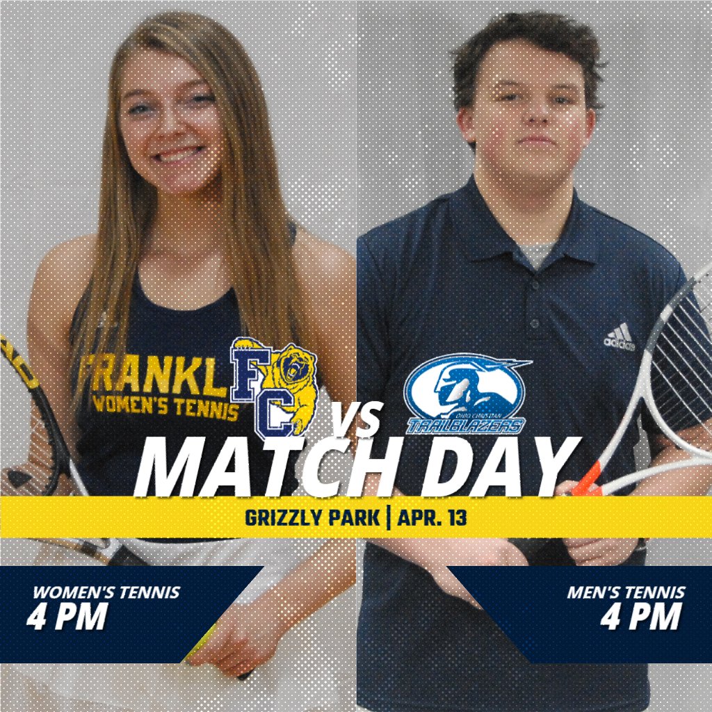 Franklin Grizzlies (@fcgrizathletics) on Twitter photo It's match day and a beautiful afternoon for some tennis as both <a href="/FCGrizMTennis/">Franklin College Men's Tennis</a> & <a href="/FCGrizWTen/">Franklin College Women's Tennis</a> are at home taking on Ohio Christian. Good luck to both #TeamGriz squads this afternoon! It's match day and a beautiful afternoon for some tennis as both <a href="/FCGrizMTennis/">Franklin College Men's Tennis</a> & <a href="/FCGrizWTen/">Franklin College Women's Tennis</a> are at home taking on Ohio Christian. Good luck to both #TeamGriz squads this afternoon!