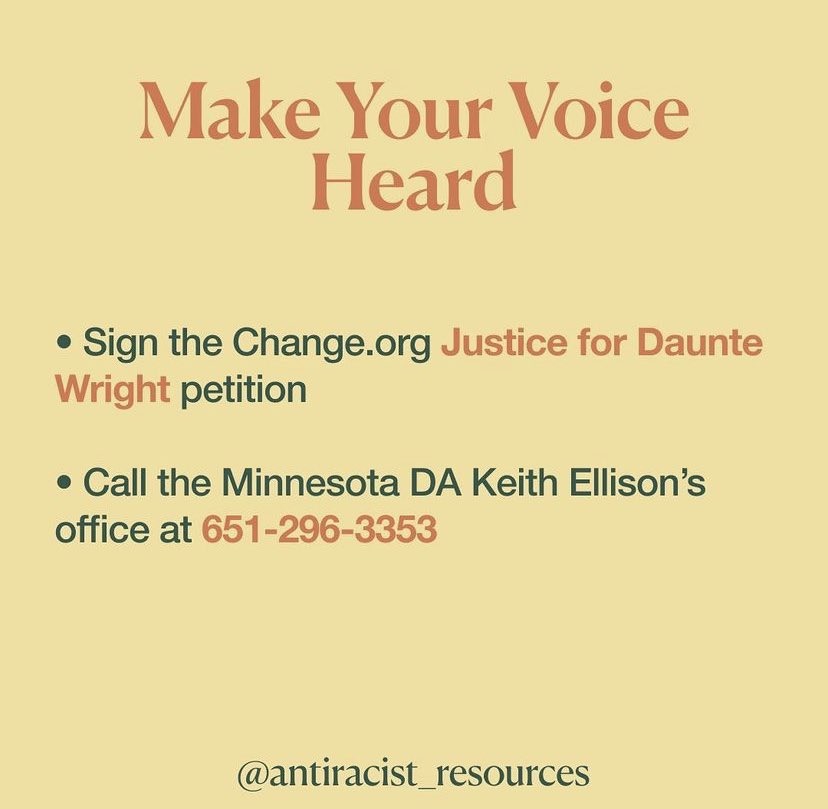 hello, i saw this on instagram and thought it was helpful so here are places you can help  #DaunteWright ‘s family and friends as well as some protest tips, i will link the gofundme + more threads under here (credit to: @/ antiracist_resources on instagram)