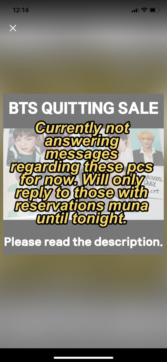 this scammer posted yesterday a bts quitting sale on carousell. tbh dapat red flag na yung new account. but i messaged her and was able to get Jin Ans F and Jin Persona 1.