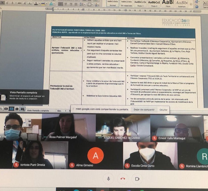 Avui en l’àmbit #socioeducatiu ens hem reunit professionals de les Terres de l’Ebre i hem consensuat les línies d’acció per impulsar l#educació360 al territori!