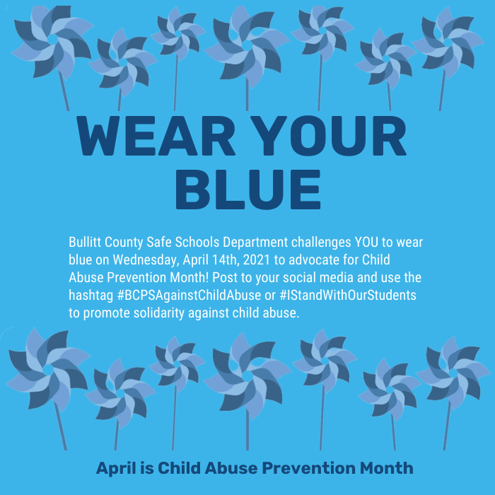 BcPartnersin's tweet photo. Did you know that April is Child Abuse Prevention Month? Partners in Prevention and BCPS Department of Safe Schools challenges YOU to wear blue tomorrow. Show us that you stand against child abuse too! #bcps #westandwithourstudents https://t.co/f96qH5pk7b