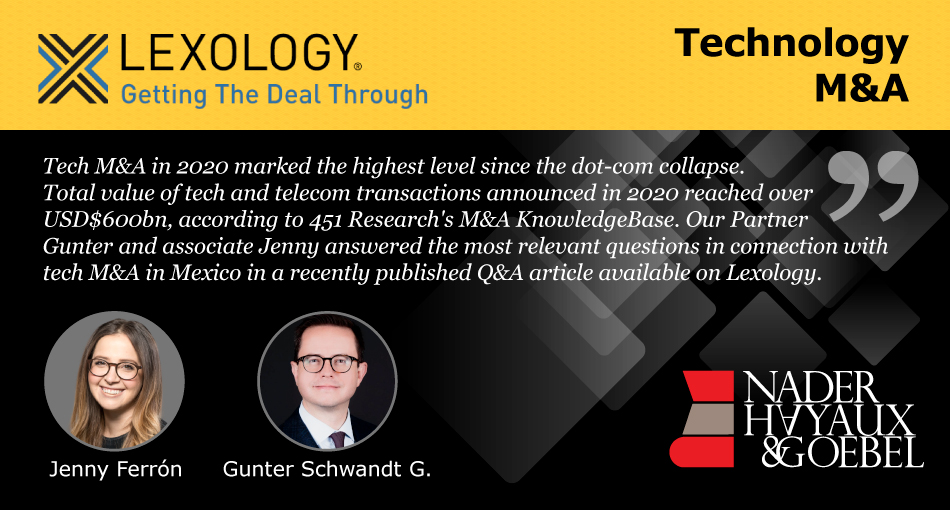 NHG_Law's tweet photo. What factors are driving the Technology M&amp;A transactions and which are the due diligence considerations in Mexico? What are the short -term issues for fintech business?
Don't miss out, the latest Lexology Getting The Deal Through Technology M&amp;A issue. https://t.co/F5gxcK0fAo https://t.co/vSWeNmtU4Z