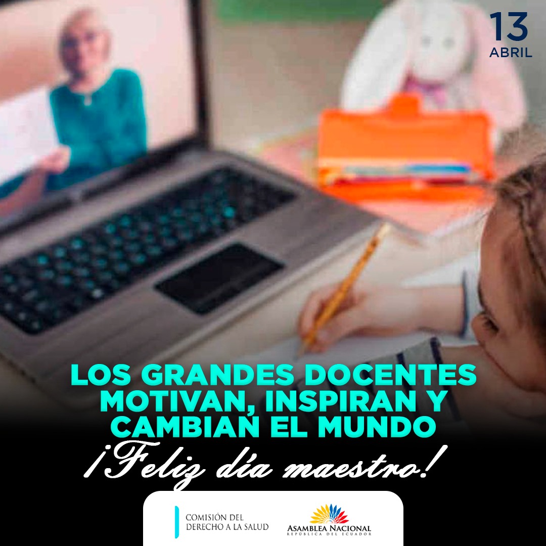 Mi reconocimiento para todos los maestros del país que durante esta pandemia han dado no solo su vocación y dedicación, sino sus propios recursos para poder compartir sus conocimientos a nuestros niños, niñas, adolescentes y jóvenes desde sus hogares.
#DíaDelMaestroEcuatoriano